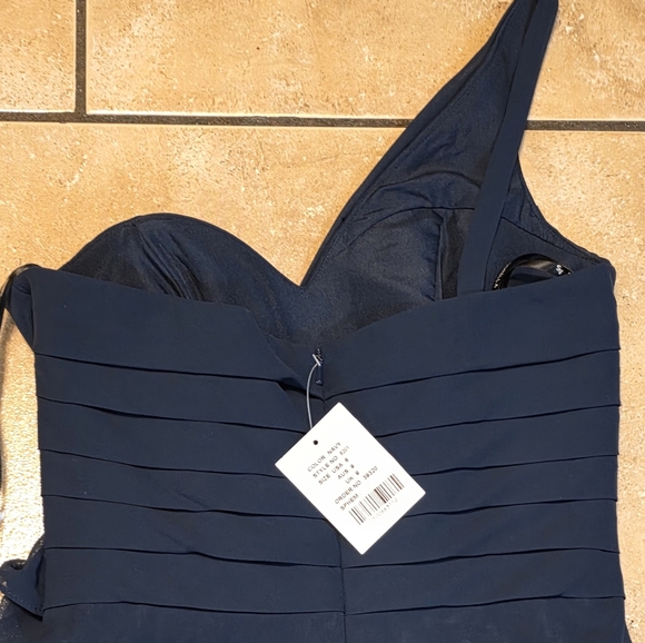 SORELLA VITA Navy One-Shoulder Ruffle Evening Gown - Picture 7 of 13